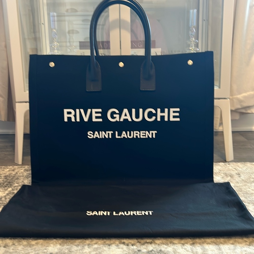 NEW Saint Laurent Large Black Rive Gauche Tote with Organizer
